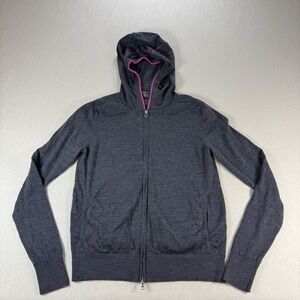 G/Fore 100 % Wool Hoodie Full Zip Golf Sweater Women's Size S  Long Sleeves Gray